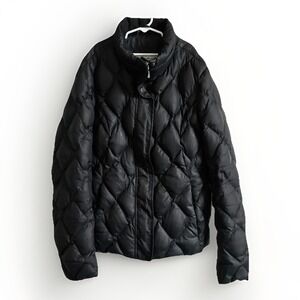 Eddie Bauer Goose Down Quilted Black Puffer Jacket Winter Coat Womens Large